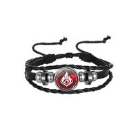QKEOISUD Game Pyro Elements - Braccialetto in pelle con attributo di fuoco offensivo, unisex, per cosplay, con occhio di Dio, regolabile, braccialetto intrecciato per gioielli fortunati, per fan