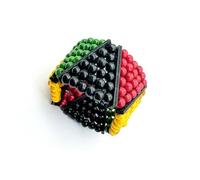 QKEOISUD Rastafariano gioielli africani accessori costume giamaicano, braccialetto regolabile elastico in legno, vintage giamaicano reggae Circle uomo e donna multistrato viaggio commemorativo