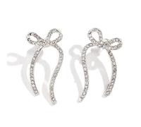 QKEPCY 1 Paio Orecchini Fiocco Curvo Brillanti Cristalli Pendenti Eleganti Gioielli Donna Luminosi Accessori Cerimonia
