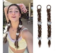 QKEPCY 1 Pezzi Trecce Sintetiche Elastiche Intrecciate Farfalla Decorativa Extension Capelli Acconciatura Treccia Elastica