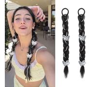 QKEPCY 1 Pezzi Trecce Sintetiche Elastiche Intrecciate Farfalla Decorativa Extension Capelli Acconciatura Treccia Elastica