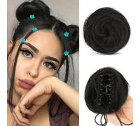 QKEPCY 2PCS Chignon Finto per Capelli per Donne Ragazze Chignon Facile per Capelli Finti Ondulatoc Accoppiato con 5PCS Clips Floreali