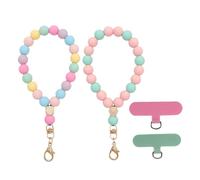 QKEPCY 2 Pezzi Laccio da Polso per Telefono con Perline Silicone Cordino Portachiavi Handykette Universale per Smartphone Boemia Set
