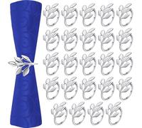 QKEPCY 24 Anelli Portatovagliolo Foglia Decorativi Eleganti Metallo Dorato Tavola Matrimonio Banchetto Cena Natale Pasqua