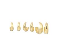 QKEPCY 3 Paia Orecchini a Cerchio Ovali Lucidi Minimalisti Eleganti Classici Geometrici Stile Huggie Gioielli Donna Lega Dorata Dimensioni Multiple