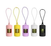QKEPCY 5 Porta Sacchetti Cane Riutilizzabile Dispenser per Sacchetti di Cacca per Cani con Cordino Elastico Sacchetti Cane Cacca Biodegradabili (5 Rotoli) Extra Spesso