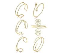 QKEPCY 6 Pezzi Bracciale Rigido Donna Inossidabile Semplice Punk Ampio Geometrico in Acciaio inox Boemia Aperto Bracciale Rigido Set Impilabile