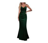 QKEPCY Abito Lungo Donna Spaghetti Strap Vestito Sexy Sottile Maxi Elegante da Cerimonia Lunghi Party Cocktail Clubwear