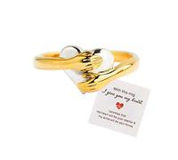 QKEPCY Anello Abbraccio Con Scheda Mani Che Abbracciano A Forma di Cuore Diamante Zirconi Anello Anniversario Matrimonio Promessa Sposa Bande Anello Donna (SIZE 10)