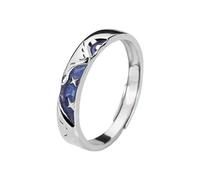 QKEPCY Anello Celeste Stellato Luna Argento Gioiello Donna Elegante Cielo Notturno Stellare Brillante Accessorio Femminile