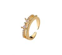 QKEPCY Anello Corona Regolabile Brillante Zirconia Cubica Gioiello Donna Elegante Lusso Matrimonio Fidanzamento