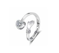 QKEPCY Anello Cuore Aperto In Argento Sterling 925 Con Incisione 'I Love You Forever' Gioiello Elegante Per Donna Regolabile E Adatto A Ogni Occasione Anello Di Fidanzamento E Anniversario