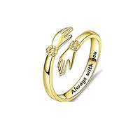QKEPCY Anello di Abbraccio Argento 925 Hug Ring Donna Anello “Come to my arm”, Regolabile a Forma di Abbraccio Regolabile Anello Aperto per le Donne Matrimonio Promessa Sposa Bande Anello (Oro)