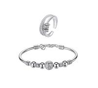 QKEPCY Anello E Bracciale Donna In Argento Sterling 925 Con Zirconi Set Di Gioielli Eleganti Accessori Di Alta Qualità Regali Perfetti Per Lei