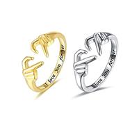 QKEPCY Anello Simbolo Mani Abbraccio Gioiello Romantico Regolabile Coppia Promessa Eternità Amore