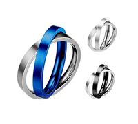 QKEPCY Anello Uomo In Acciaio Inossidabile Design Moderno A Doppio Cerchio Finitura Lucida E Opaca Anello Elegante Per Uomo Accessorio Di Moda Gioielli Da Uomo Anelli Per Ogni Occasione