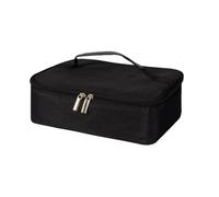 QKEPCY Borsa Frigo Portatile Per Alimenti Con Doppia Cerniera E Manico In Pelle Contenitore Per Trasporto Cibo Isotermico Borsa Termica Per Pranzo Picnic Viaggio Nero 30x20x10 Cm(Nero)