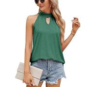 QKEPCY Canotta Donna Estivi Camicia Senza Maniche Donna Elegante Magliette Donna Scollo a V Canotta Camis Camisole Tank Top T-Shirt Estate Party Club Canotte Camicia Cocktail Vest Camicia (Verde S)