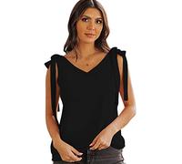QKEPCY Canotta Senza Maniche da Donna Casuale Estiva Tops Scollo A V E Spalle Estate Elegante Magliette Signora Cami Tracolla A Farfalla Camis Camisole Tank Top (Nero XL)