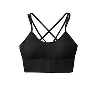 QKEPCY Reggiseno Sportivo Donna Schiena Scoperta Reggiseno a Fascia Senza Ferretto con Spalline Incrociate Bralette Bra Collo a V Morbido Comodo per Ginnastica Corsa Fitness (Nero L)