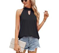 QKEPCY Canotta Donna Estivi Camicia Senza Maniche Donna Elegante Magliette Donna Scollo a V Canotta Camis Camisole Tank Top T-Shirt Estate Party Club Canotte Camicia Cocktail Vest Camicia (Nero S)