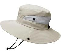 QKEPCY Cappello da Sole da Donna Cappello Estivo con String Regolabile Cappelli Tesa Larga Cappellini Protezione UV per attività All'aperto Viaggi (Beige)