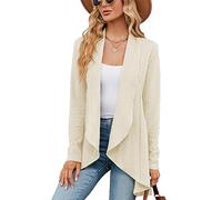 QKEPCY Cardigan Donna Elegante Manica Lunga Giacca Cardigan Casual Maglia Cappotto Aperto Maglia Lavorato Coprispalle(Albicocca M)