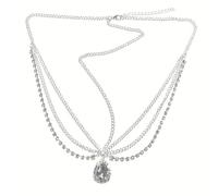 QKEPCY Catena Frontale Goccia Cristallo Accessorio Capelli Donna Fascia Testa Decorazione Matrimonio Cerimonia Elegante