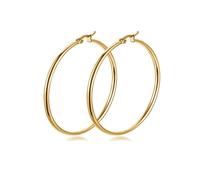QKEPCY Cerchi Grandi Orecchini Donna Rotondi Eleganti Minimalisti Classici 20/60mm Gioielli Leggeri (Oro/60MM)