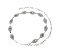 QKEPCY Cintura a Catena da Donna Lega Regolabile Argenteo Metallo Maglia Cintura Stile Bohémien con Catena a Margherita Accessorio per Donne e Ragazze Adatta per Abiti e Jeans