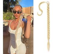 QKEPCY Coda di Cavallo Extension, 80cm Posticci per capelli Extension Finta Coda Capelli Lisci CapelliLunga Estensione Capelli sintetica a coda di cavallo lunga e dritta (Biondo candido)