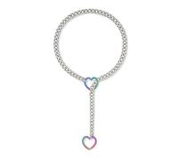 QKEPCY Collana Catena Cuore Traforato Argento Gioiello Donna Elegante Ciondolo Cuore Due Misure Disponibili Accessorio Metallo Lucido (C)