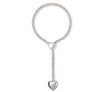 QKEPCY Collana Catena Cuore Traforato Argento Gioiello Donna Elegante Ciondolo Cuore Due Misure Disponibili Accessorio Metallo Lucido (B)
