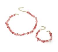 QKEPCY Collana con Ciondolo di Pietra Naturale Parure Gioielli per Donna Collana Donna Cuore Set Gioielli Donna Collana Boho a strati girocollo Anniversario Idea Regalo di Natale (Type A)