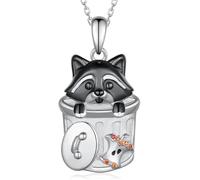 QKEPCY Collana Donna Racoon Design in Argento Sterling con Zirconi Colorati Elegante Gioiello per Ogni Occasione