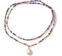 QKEPCY Collana Perline Colorate con Ciondolo Goccia Perla Regolabile Boho Beach Collane Gioielli Eleganti per Donna