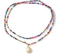 QKEPCY Collana Perline Colorate con Ciondolo Goccia Perla Regolabile Boho Beach Collane Gioielli Eleganti per Donna