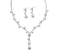 QKEPCY Elegante Collana Orecchini Perle Cristalli Strass Gioielli Donna Cerimonia Matrimonio Sposa Lusso Brillanti
