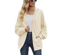 QKEPCY Felpa Donna con Cappuccio e Zip Hoodie Casual Top Donna Elegante Manica Lunga Cardigan Caldi per Autunno/Inverno(Albicocca M)