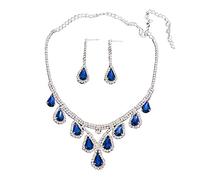 QKEPCY Goccia Cristallo Collana Orecchini Parure Gioielli Donna Elegante Cerimonia Matrimonio Strass Brillanti Lusso Accessori