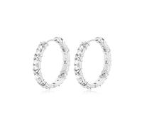 QKEPCY Orecchini a Cerchio Rotondi Brillanti Cristalli Zirconia Cubica Gioielli Donna Eleganti Argento Cerimonia Matrimonio