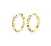 QKEPCY Orecchini a Cerchio Rotondi Brillanti Cristalli Zirconia Cubica Gioielli Donna Eleganti Argento Cerimonia Matrimonio