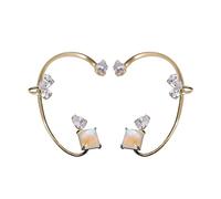 Qkepcy Orecchini A Forma Di Cuore Con Zirconi E Opale Eleganti Orecchini In Lega Dorata Per Donne Accessori Di Moda Raffinati E Brillanti Gioielli Per Orecchie Orecchini Pendenti Bijoux Donna