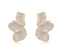 QKEPCY Orecchini da Donna Semplice Moda Petali Irregolari Orecchini Retrò Orecchino Gioielleria Regalo per Mamma Moglie Figlia (Bianco)