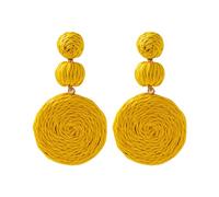 QKEPCY Orecchini In Rattan, Pendenti, Fatti a Mano, Di Paglia, Gioielli Da Spiaggia Estivi, Regalo Per Donne e Ragazze (Giallo)