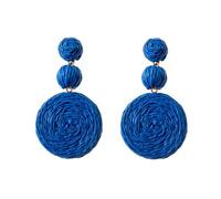 QKEPCY Orecchini In Rattan Per Donna, Pendenti Boho Leggeri Geometrici, Fatti a Mano Di Paglia, Gioielli Da Spiaggia Estivi, Regalo Per Donne e Ragazze (Blu)