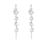 QKEPCY Orecchini Pendenti Cascata Cristallo Brillante Gioielli Eleganti Donna Cerimonia Matrimonio Accessori Lusso (Argento)