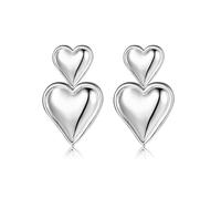 QKEPCY Orecchini Donna Oro Orecchini a Goccia Con Cuore Piccoli Orecchini a Doppio Cuore Ipoallergenici Moda Gioielli Regalo per Donna e Ragazze