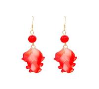 QKEPCY Orecchini Pendenti Petalo Floreale Resina Traslucida Gancio Dorato Accessorio Femminile Elegante Gioiello Artigianale