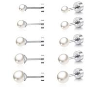 QKEPCY Orecchini per Donna a Perla Set Ragazze Perla Semplice Borchie Orecchini di Perle Ipoallergenici Orecchio Gioielli Piercing All'orecchio Taglie Miste